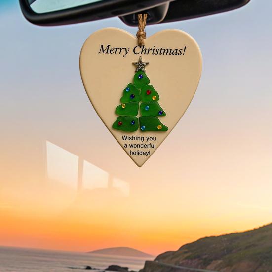 Vánoční ozdoba z mořského skla Ručně vyráběné umění z mořského skla Závěsná dekorace na vánoční stromek Oceánská tématika Suvenýr pro přátele