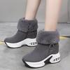 Winter Warm Snow Boots Women Suede Short Tube Warm Height Increasing Cotton Boots Thick Soled Zipper Comfort Snow