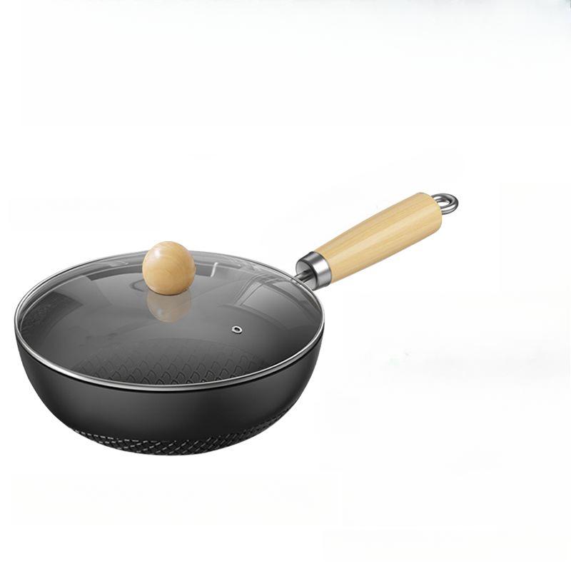 

Мини-железная кастрюля, индукционная плита, бытовая газовая сковорода Wok, специальная сковорода Wok с плоским дном и антипригарным покрытием, без покрытия 28cm чёрный