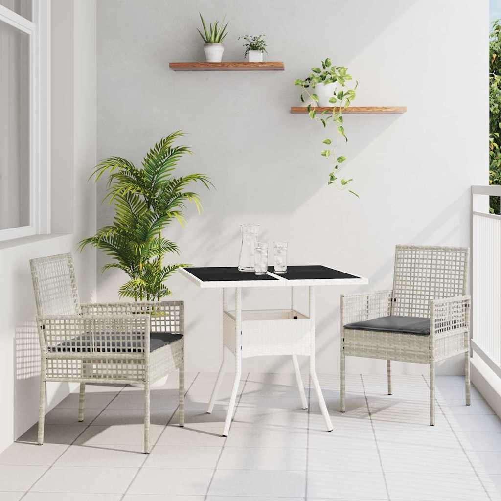 Garden Dining Set 3 Pcs Light Grey Poly Rattan