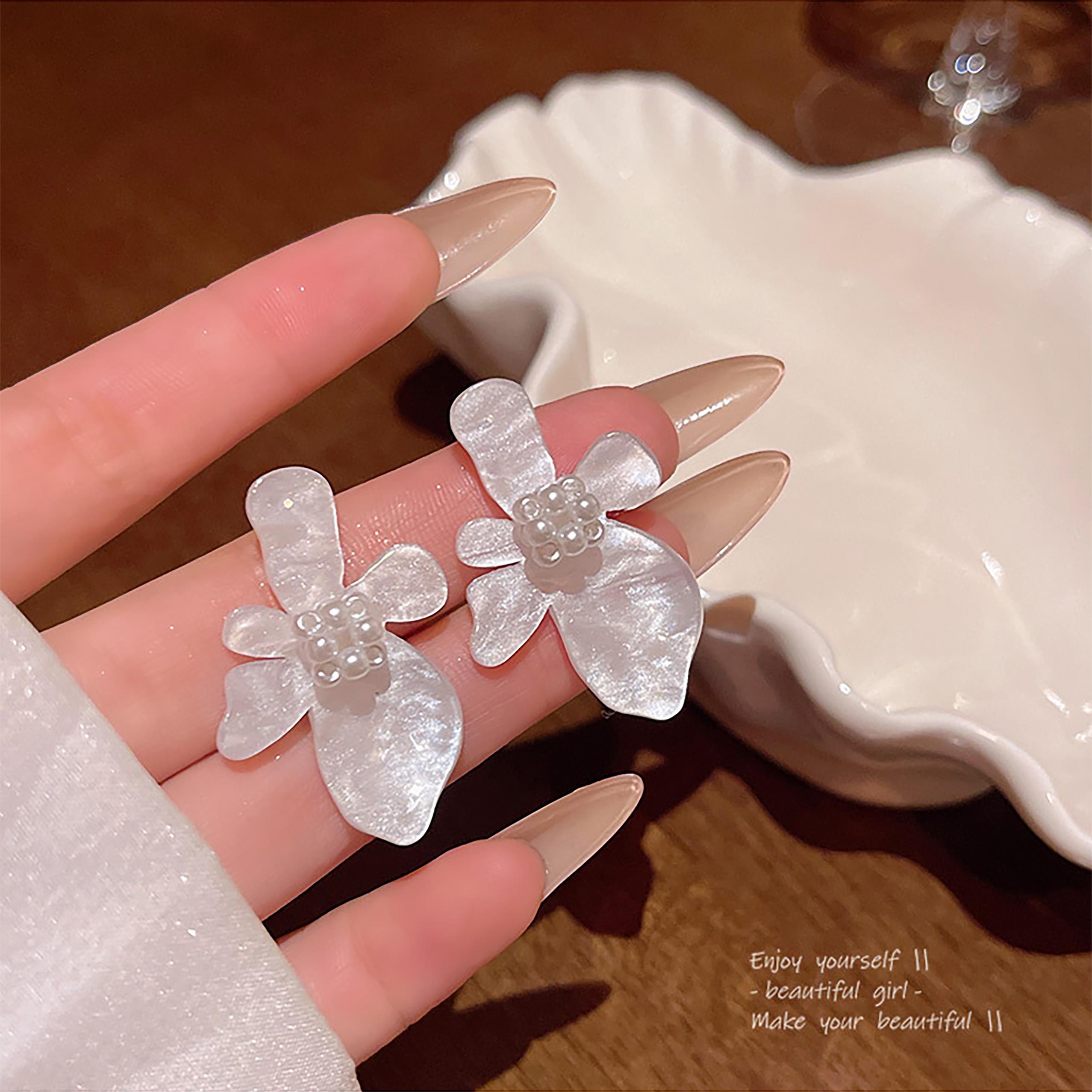 

Французская простота, легкая роскошь, ниша, передовые ощущения, акриловые серьги-цветы для женщин 1 pair