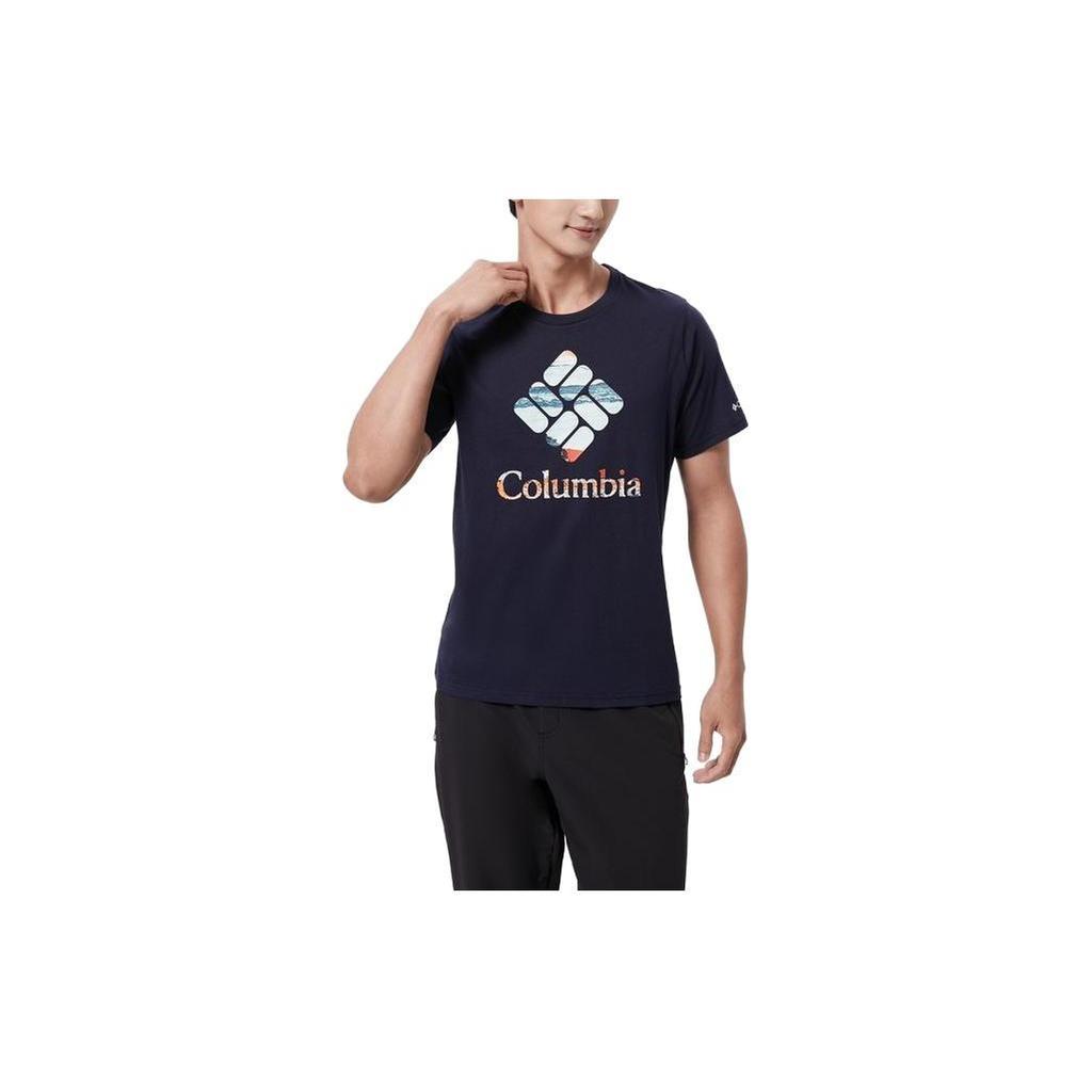Columbia T-Shirts Men's Blue Crew Neck Moderate Straight Fit AE0403-467