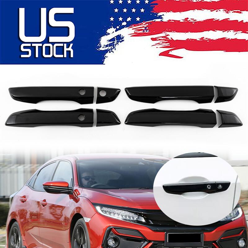 For 2016-2021 Honda Civic Black 4 Door Handle Cover Trims WITH Front Smartkey US