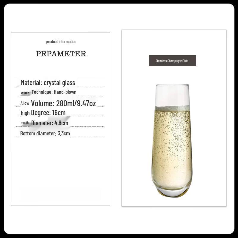LISM Crystal Champagne & Cocktail Flute Glasses (Set of 2)