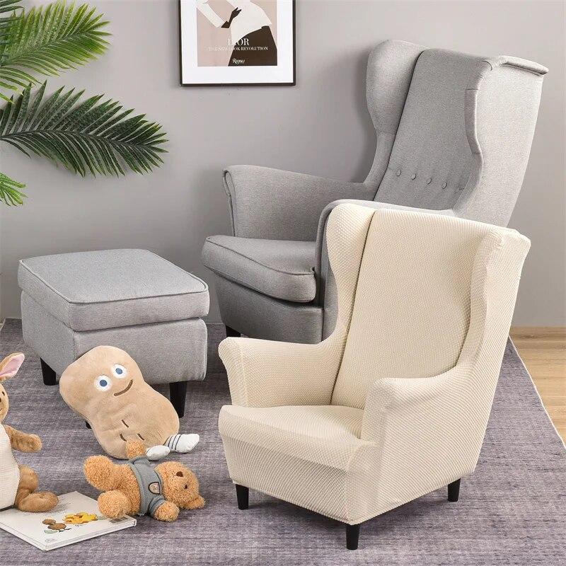 Elastic Kids Wing Chair Cove Polar Fleece Spandex Children Wingback Armchair Covers Single Sofa Slipcovers Furniture Protector