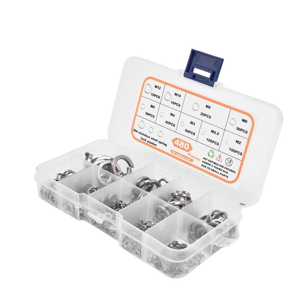 480 st Plana brickor Rostfritt stål Utmärkt prestanda Tätare försegling Sortimentskit med plana brickor