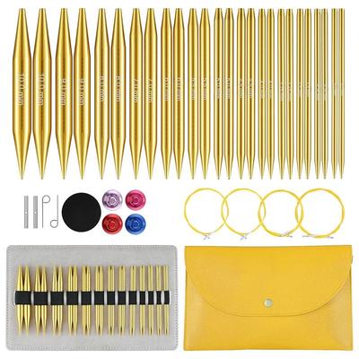 A84E-Circular Knitting Needle Set, Interchangeable 13 Pairs(3Mm-10Mm) US 2.5-15 With 16, 24, 32, 40 Inch Cables, Accessories
