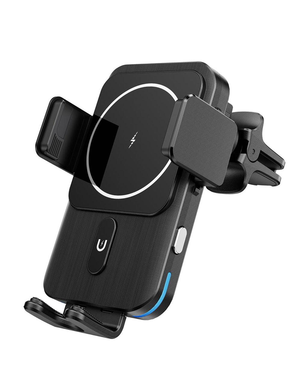 

Регулируемое беспроводное зарядное устройство, автомобильное крепление для Iphone 14, 13, 12, 15 Вт, быстрая зарядка, автоматический зажим, держатель для телефона, зарядное устройство Qi для Huawei P40 as picture чёрный