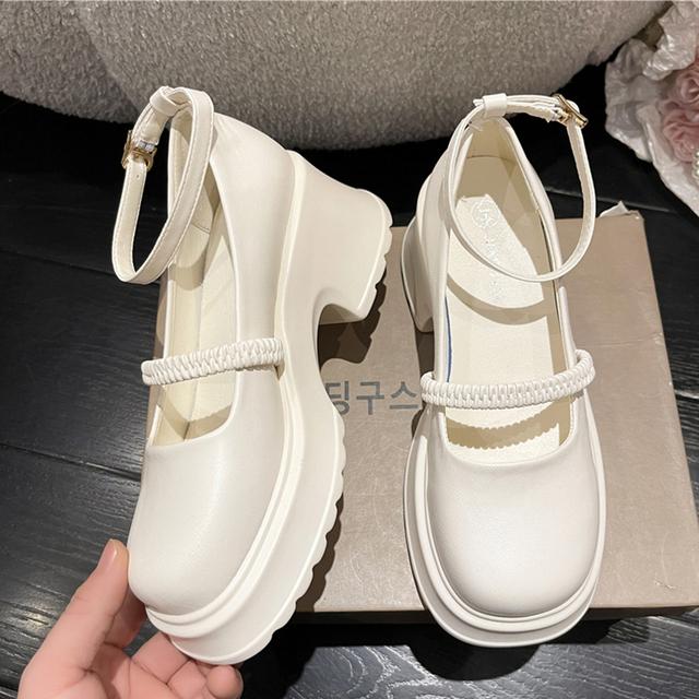 

Новые летние женские туфли Мари Джейн в стиле Лолиты, сандалии на высоком каблуке, модные вечерние туфли-лодочки, туфли-лодочки из искусственной кожи, массивные Zapatillas 35 бежевый