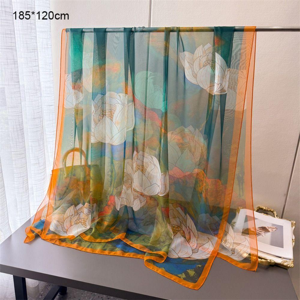 Polyester Tourism Long Shawl 185*120cm Neckerchief Luxury Bandanas  Female Accessories