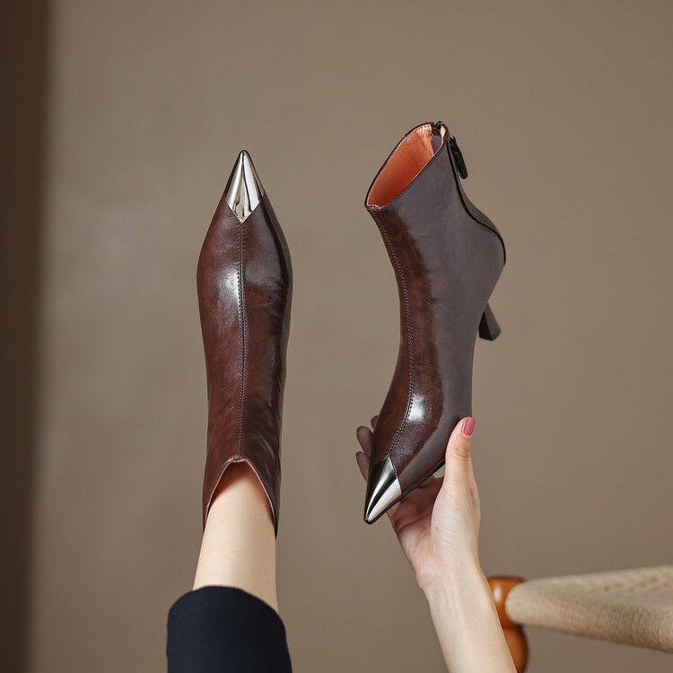 New Street Style Sexy Pointed Toe Ankle Boots Women Party Dress Pumps Shoes Thin Low Heels Modern Short Boots Zapatos De Mujer