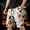Men's Halloween Cargo Shorts Multi Pocket Drawstring Waist Casual Workwear Shorts with Zippered and Flap Pockets for Outdoor Activities