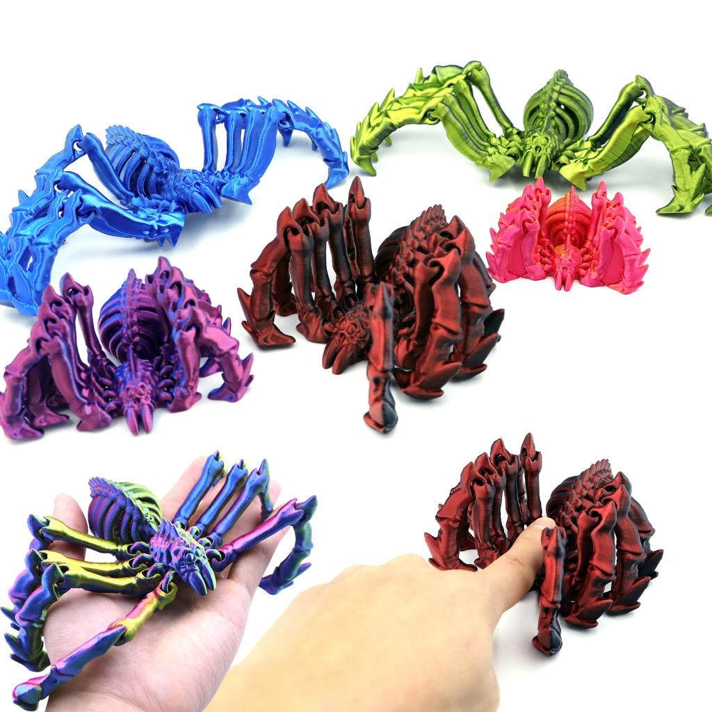 Gedruckte 3D-Spinnenfiguren Realistisch aussehendes Tiermodell Bewegliches einziehbares Gelenkspielzeug Weihnachts-Kinderspielzeug Heim-Schreibtischdekoration