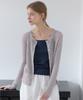 OURHOPE Linen Round Neck Ribbed Cardigan - Melange Grey