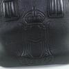 Great HIROFU Handbag Front Logo All Leather Tote Bag Black Leather Women Used