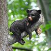 Whimsical Black Bear Cub Tree Hanging Decor Resin Craft Black Bear On Branch Figurine, Outdoor Garden & Home Decor Ornament