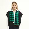 Double Sided Cashmere Scarf Green Black Diamond