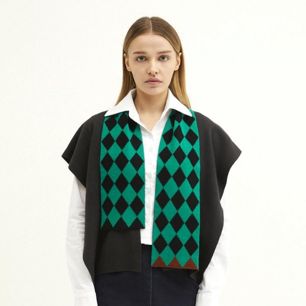 Dal Cashmere Double Sided Cashmere Scarf Green Black Diamond Single option