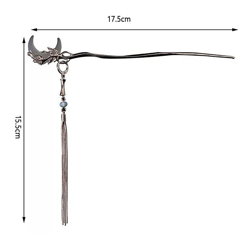 Squisito Fermaglio per Capelli a Forma di Fiore con Frangia di Perle di Luna Spilla per Capelli a Disco Bacchette per Capelli Donna Accessori Gioielli Cinesi Regalo