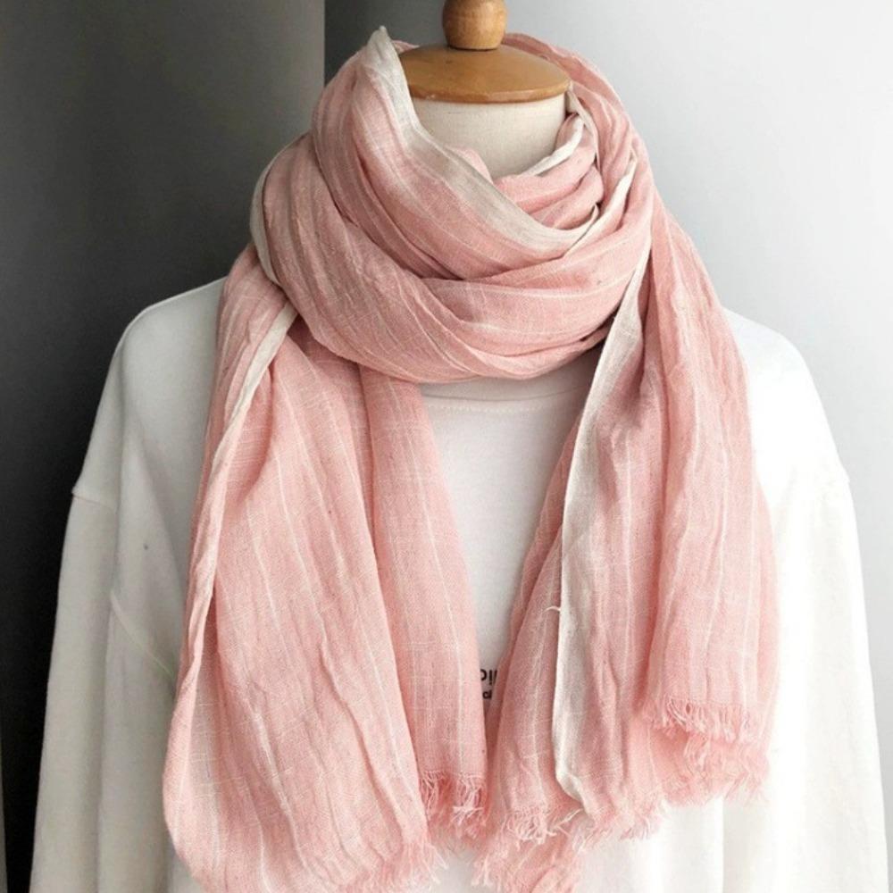 Windproof Winter Cashmere Scarf Thicken Men Scarf Simple Striped Pleated Shawl  Unisex