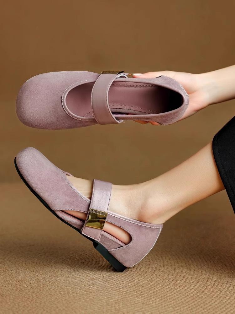 Fashion Women Mary Jane Shoes Summer Fashion Vintage Height Increase Leather Shoes Lightweight Comfortable Outdoor Non Slip Casual Flats
