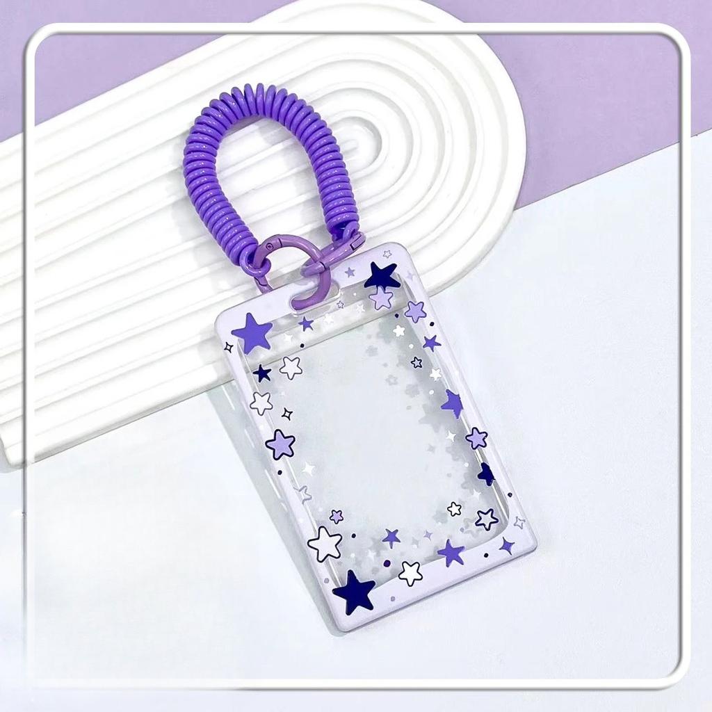 Porte-cartes Couvercle coulissant Étoile Transparent Portable Protecteur d'identité Photo carte Collectionnable Manchon photo Pour un usage quotidien