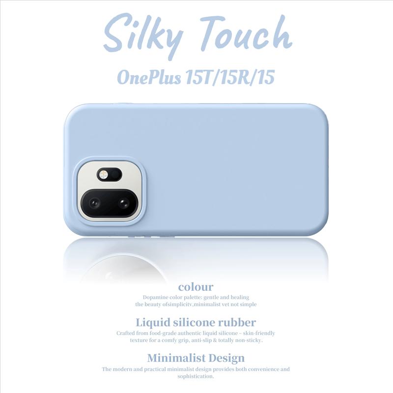Macaron Color Real Liquid Silicone Shockproof Soft Case For Oneplus 15T 15R 15 13T 13/12R 5G Skin Fleece Anti-fingerprint Cover