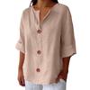 Mote dame casual V-hals kneppet syvarmet bomulls-t-skjorte topp