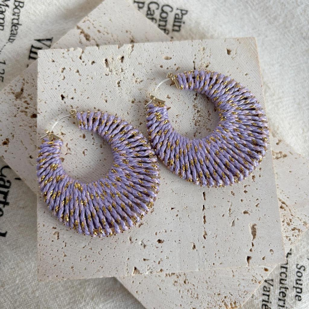 2025 Colorful Braided Wire Earrings: 925 Silver Needle, Niche Design, Light Luxury, European & American Retro Style.