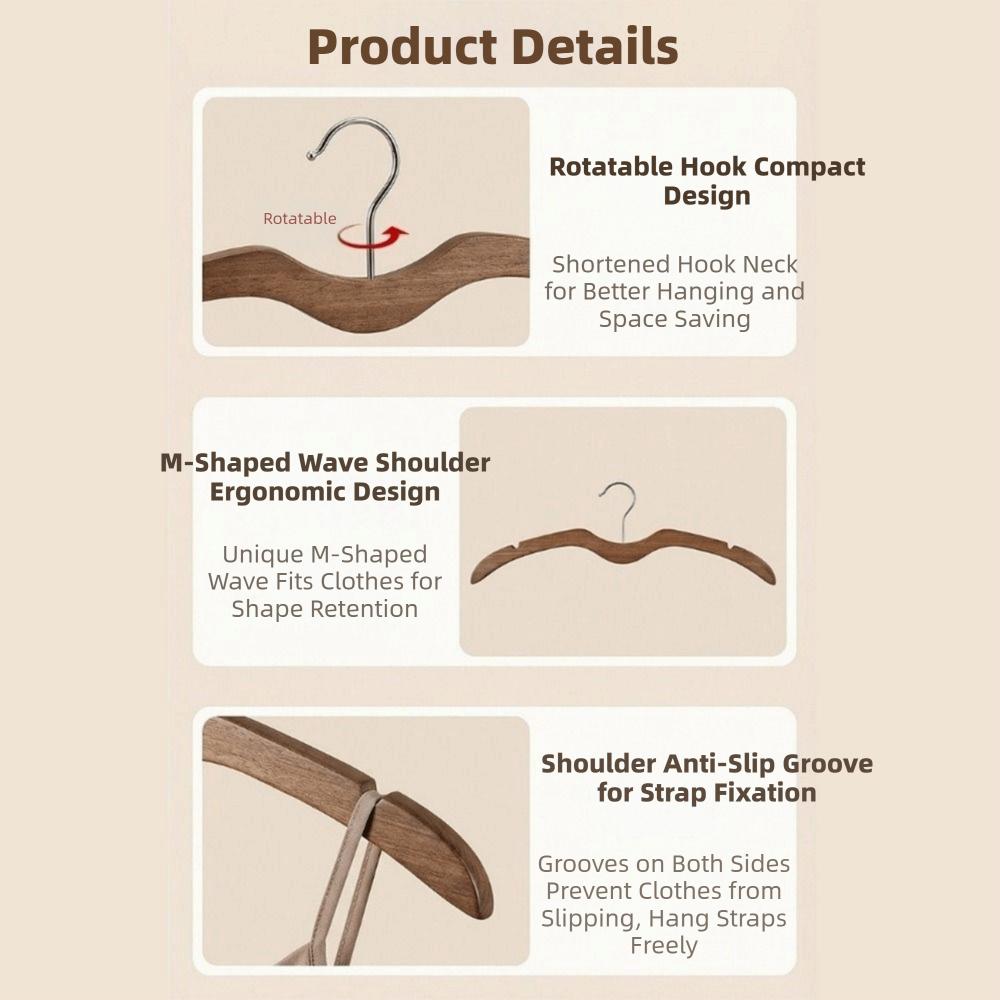2pcs Space Saving Wood Short Neck Hanger Heavy-Duty Clothes Hanger Wardrobe Organizer  for Home
