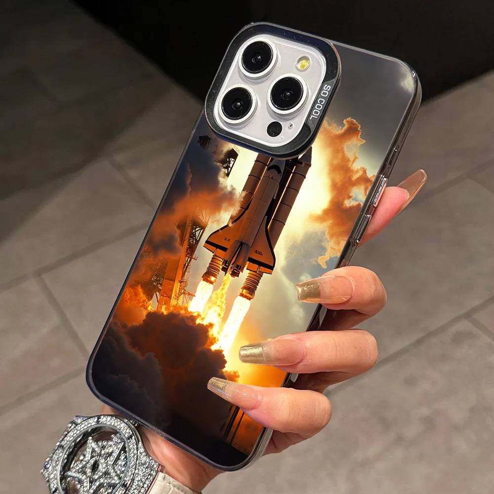 Launch the R-rocket Phone Case For iPhone 17,16,15,14,13,12,11 Plus,Pro Max,XS,Colorful Silver Black Cover