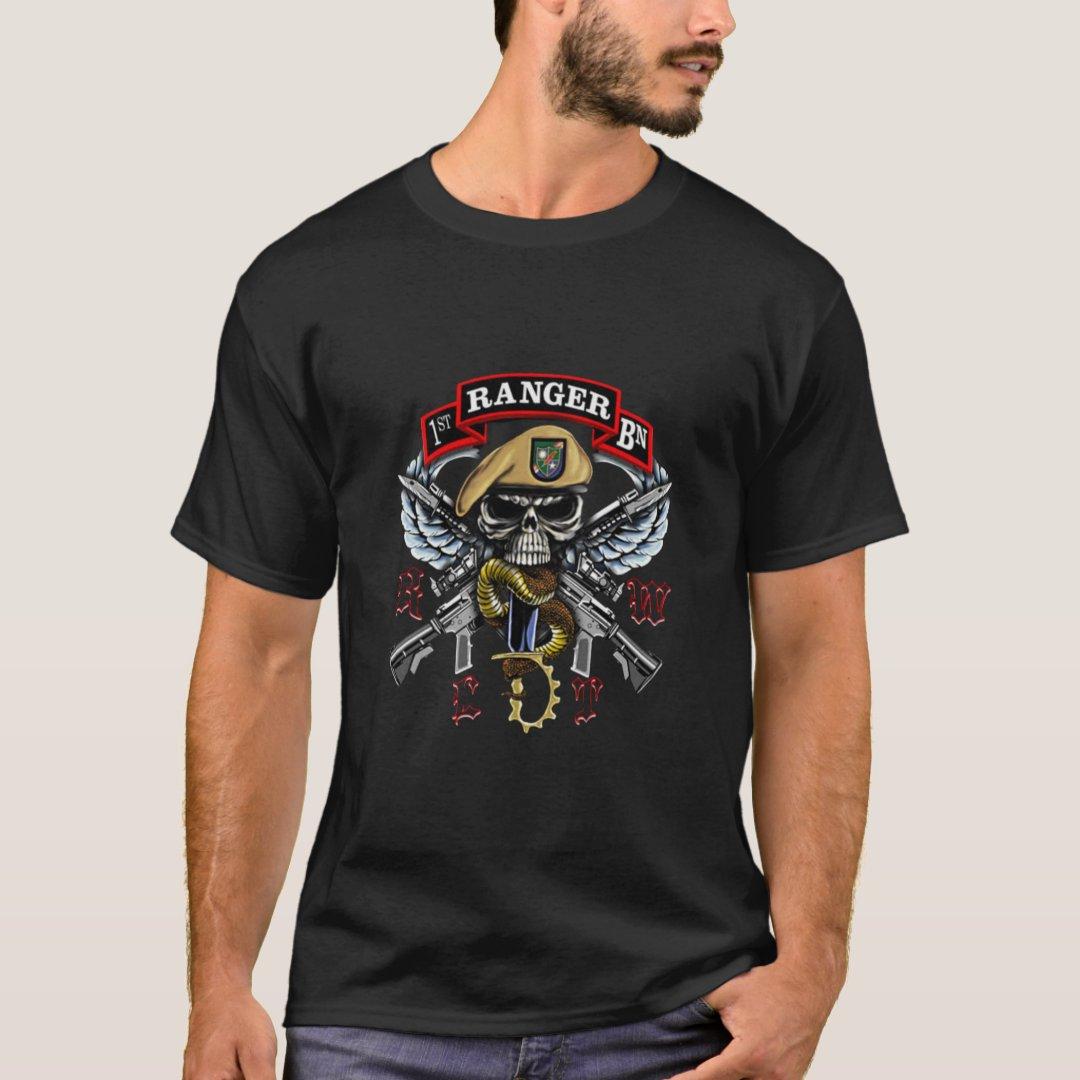 US Army Special Forces 1st Ranger Battalion Wings Beret Skull TShirt 100 Cotton ONeck Short Sleeve Summer Casual Mens Tshirt S