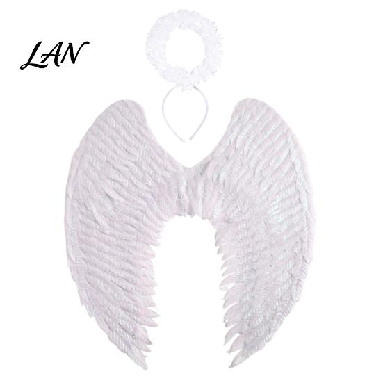 Dark Guardian Angel Wings Costume for Kids, Feathered Wing Dress Up Elastic Strap Cosplay Accessory Fancy Dress, Halloween Party, Performance