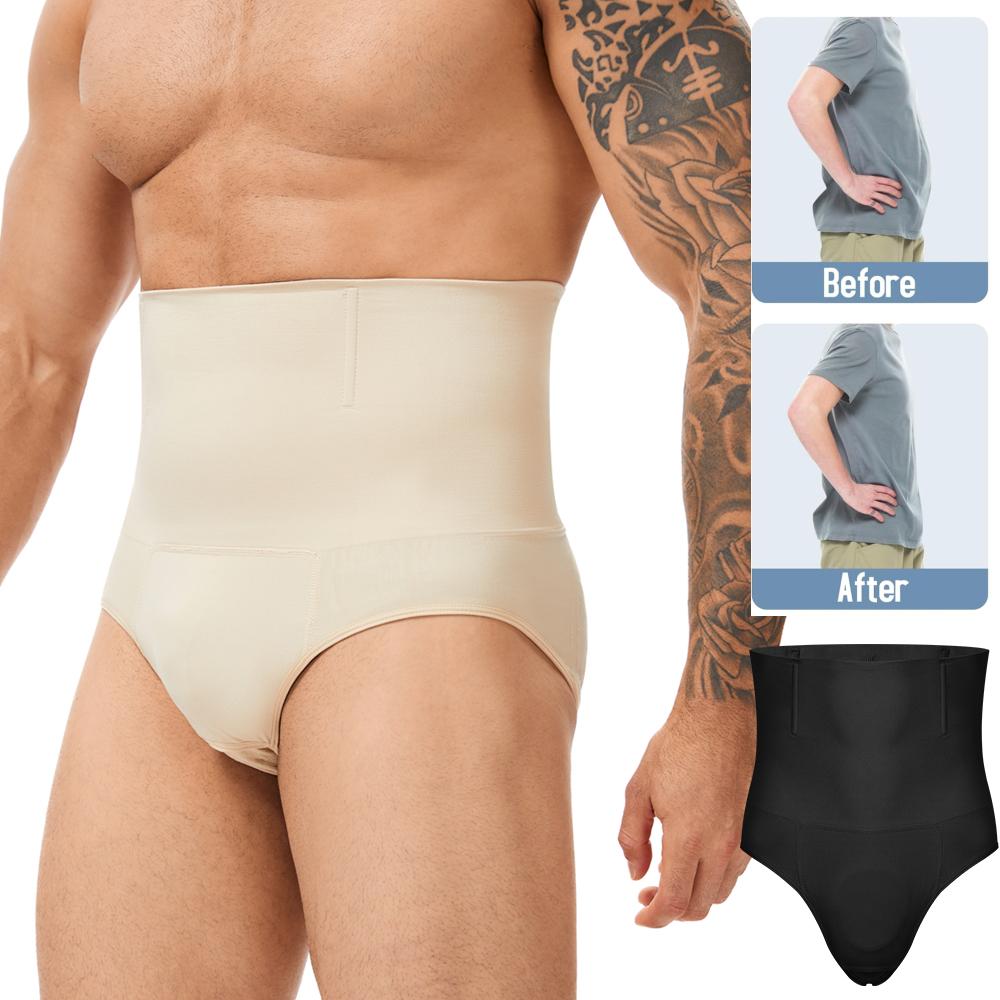 Men'S Compression Shorts Tummy Control Butt Lift Underwear High Waist Shapewear Slimming Briefs Body Shaper