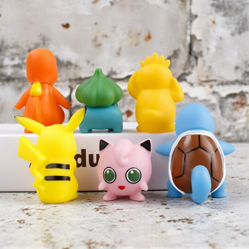 6Pcs/Set Figures Pikachu Anime Figures Charmander Psyduck Squirtle Jigglypuff Bulbasaur High Quality Vinyl Toy Model Kids Gifts
