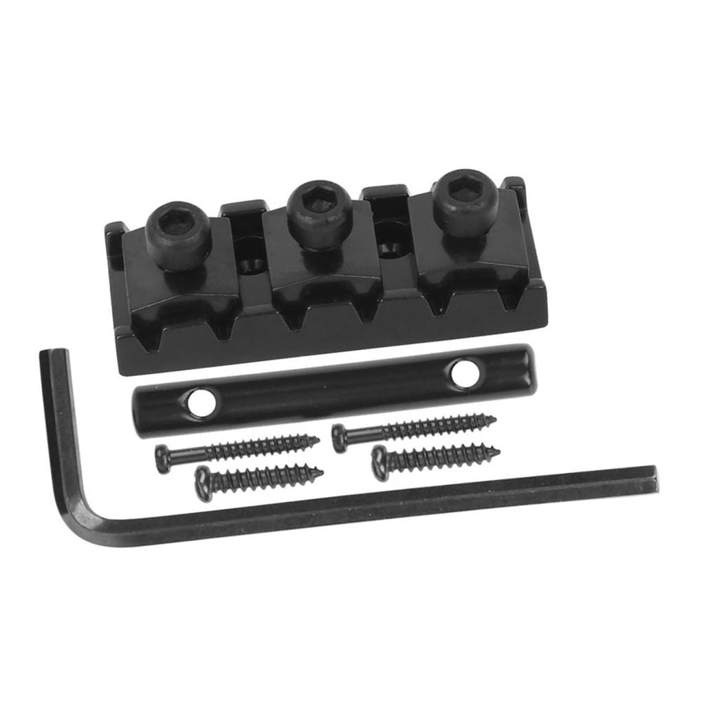 Electric Guitar String Lock Nut with Headstock String Retainer Bar Screw Hex Wrench ReplacementBlack(GE99)