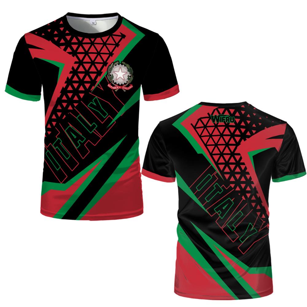 Italy Flag Print Football T-shirt Italian Outdoor Sports Quick-drying Breathable Jersey Men's and Women's Casual Streetwear