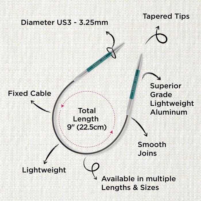 Knitpro - KP47085 - Aiguilles à tricoter fixes Zing Épingles à tricoter circulaires 22,5 cm x 3,25 mm