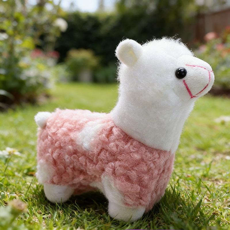 Fluffy Gradient Stuffed Alpaca Keychain Plush Durable Metal Clasp Cute Bag Charm for Daily Wear Accessory