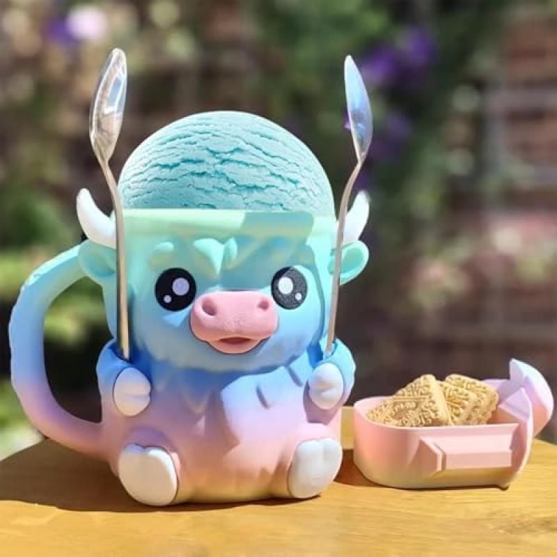 Ice cream cup holder, adorable animal-shaped refrigerator cover, portable dessert lid, insulated decorative accessory, fun kitchenware