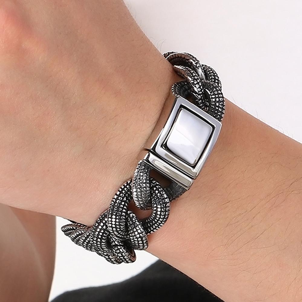 Retro 19MM Heavy Duty Cuban Link Chain Man Bracelet for Men Punk Gothic 316L Stainless Steel Jewelry Men's Bracelets Boys Gifts