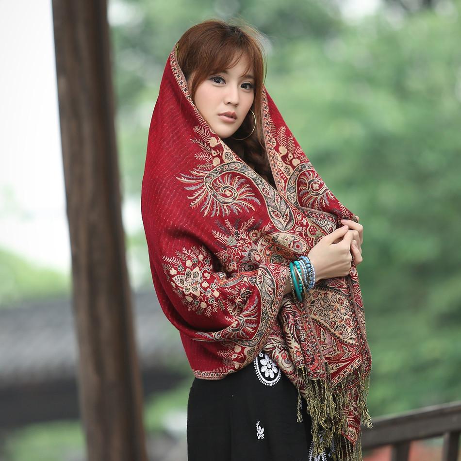 Jacquard tassel shawl spring and autumn thickened large cotton and linen women's shawl scarf dual-purpose