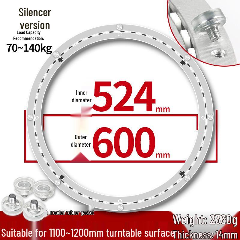 Round Marble Wooden Dining Table with Silent Aluminum Lazy Susan and Rotating Base