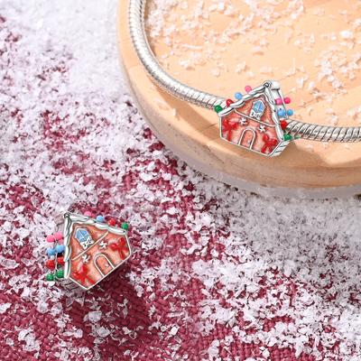 Genuine Beautiful Charm Copper Sugar Snow Cabin Bead Fits Bracelets Women Jewellery Crafting DoItYourself Gifts