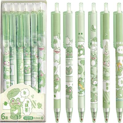 6 Pcs Grün Cartoon Tiere Gel Stift Tinte Katze Modell Stifte Kreative Schwarze Katze Gel Stift
