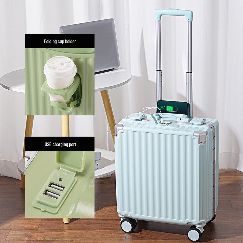 18-inch Lightweight Carry-on Trolley Suitcase with Zipper Lock for Men, Women, and Students