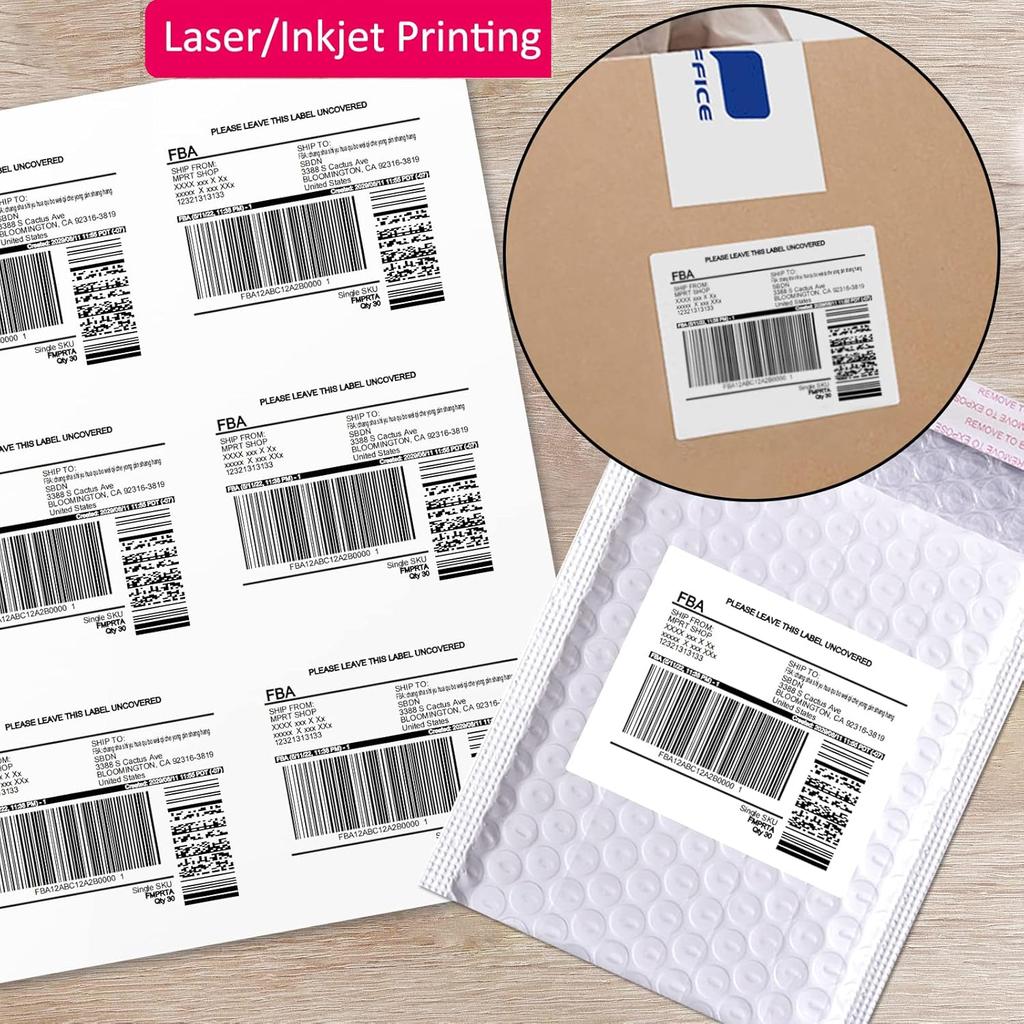 3-1/3" X 4" Shipping Address Labels 300 Label Stickers Paper for Laser/Inkjet Printer 6 Pe