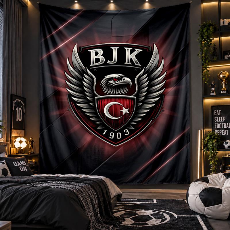 Wall Hanging Tapestry Beşiktaş FC Print Cloth for Living Room Bedroom Home Decor