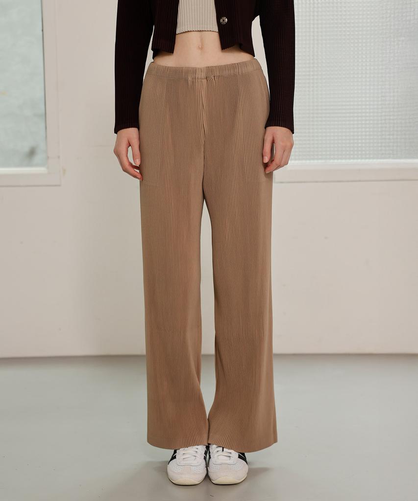 Waiowai Basic Straight Pleated Pants_Mocha