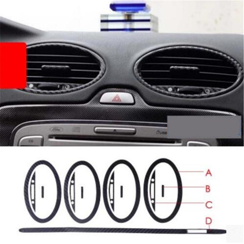 Cotochsun Car-styling Air Vent Outlet Trim 3D 5D Carbon Fiber Decoration Sticker Case For Ford Focus 2 MK2 2005-2013